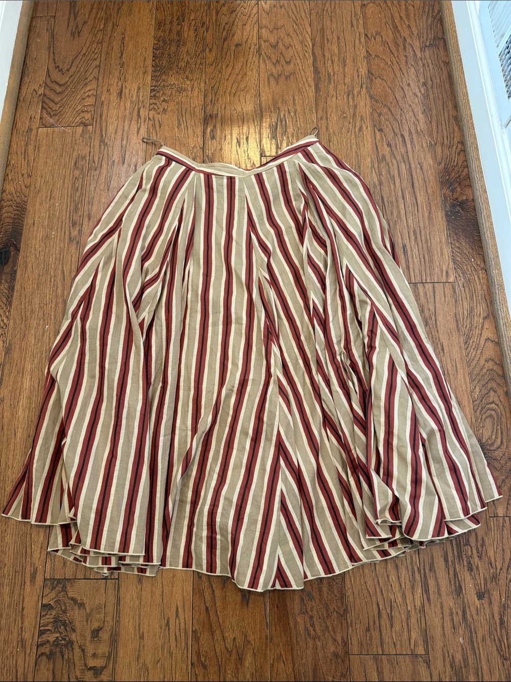 Zara Poplin Stripe Trumpet Midi Skirt
